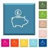 Pound piggy bank white icons on edged square buttons in various trendy colors - Pound piggy bank white icons on edged square buttons