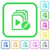 Edit playlist vivid colored flat icons - Edit playlist vivid colored flat icons in curved borders on white background
