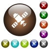 Satellite color glass buttons - Satellite white icons on round color glass buttons