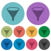 Funnel darker flat icons on color round background - Funnel color darker flat icons