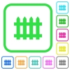 Fence vivid colored flat icons in curved borders on white background - Fence vivid colored flat icons