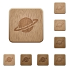 Planet wooden buttons - Planet on rounded square carved wooden button styles