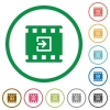 Import movie flat color icons in round outlines on white background - Import movie flat icons with outlines
