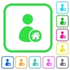 User home vivid colored flat icons - User home vivid colored flat icons in curved borders on white background