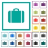 Suitcase flat color icons with quadrant frames on white background - Suitcase flat color icons with quadrant frames