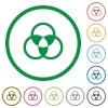 Color mixing flat color icons in round outlines on white background - Color mixing flat icons with outlines