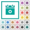 Schedule settings flat color icons with quadrant frames - Schedule settings flat color icons with quadrant frames on white background