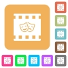 Theatrical movie flat icons on rounded square vivid color backgrounds. - Theatrical movie rounded square flat icons