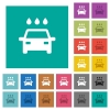 Car wash square flat multi colored icons - Car wash multi colored flat icons on plain square backgrounds. Included white and darker icon variations for hover or active effects.