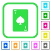 Seven of spades card vivid colored flat icons - Seven of spades card vivid colored flat icons in curved borders on white background