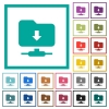 FTP navigate down flat color icons with quadrant frames - FTP navigate down flat color icons with quadrant frames on white background