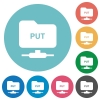 FTP put flat round icons - FTP put flat white icons on round color backgrounds