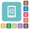 Mobile mailing rounded square flat icons - Mobile mailing white flat icons on color rounded square backgrounds