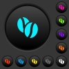 Coffe beans dark push buttons with vivid color icons on dark grey background - Coffe beans dark push buttons with color icons