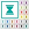 Hourglass flat color icons with quadrant frames - Hourglass flat color icons with quadrant frames on white background