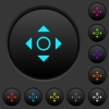 Scrolling tool dark push buttons with vivid color icons on dark grey background - Scrolling tool dark push buttons with color icons