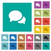 Discussion square flat multi colored icons - Discussion multi colored flat icons on plain square backgrounds. Included white and darker icon variations for hover or active effects.