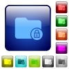 Lock directory color square buttons - Lock directory icons in rounded square color glossy button set