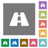 Road square flat icons - Road flat icons on simple color square backgrounds