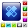 Band aid color square buttons - Band aid icons in rounded square color glossy button set