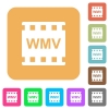 WMV movie format rounded square flat icons - WMV movie format flat icons on rounded square vivid color backgrounds.
