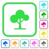 Leafy tree vivid colored flat icons in curved borders on white background - Leafy tree vivid colored flat icons