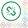 Unlink flat icons with outlines - Unlink flat color icons in round outlines on white background