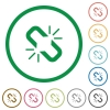 Unlink flat color icons in round outlines on white background - Unlink flat icons with outlines