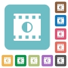 Movie contrast rounded square flat icons - Movie contrast white flat icons on color rounded square backgrounds