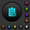 Save note dark push buttons with vivid color icons on dark grey background - Save note dark push buttons with color icons