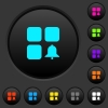 Component alert dark push buttons with color icons - Component alert dark push buttons with vivid color icons on dark grey background