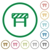 Construction barrier flat color icons in round outlines on white background - Construction barrier flat icons with outlines