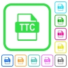 TTC file format vivid colored flat icons in curved borders on white background - TTC file format vivid colored flat icons