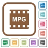 MPG movie format simple icons in color rounded square frames on white background - MPG movie format simple icons