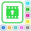 Move up movie vivid colored flat icons - Move up movie vivid colored flat icons in curved borders on white background