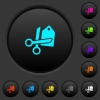 Price cut dark push buttons with vivid color icons on dark grey background - Price cut dark push buttons with color icons