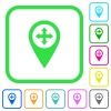 Move GPS map location vivid colored flat icons - Move GPS map location vivid colored flat icons in curved borders on white background