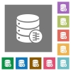 Database compress data square flat icons - Database compress data flat icons on simple color square backgrounds