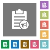 Note reading aloud square flat icons - Note reading aloud flat icons on simple color square backgrounds