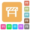 Construction barrier flat icons on rounded square vivid color backgrounds. - Construction barrier rounded square flat icons