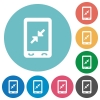 Mobile pinch close gesture flat round icons - Mobile pinch close gesture flat white icons on round color backgrounds