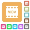 MOV movie format flat icons on rounded square vivid color backgrounds. - MOV movie format rounded square flat icons