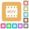 MOV movie format rounded square flat icons - MOV movie format flat icons on rounded square vivid color backgrounds.
