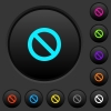 Blocked dark push buttons with vivid color icons on dark grey background - Blocked dark push buttons with color icons