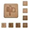 Mailbox wooden buttons - Mailbox on rounded square carved wooden button styles