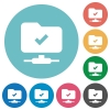 FTP operation successful flat round icons - FTP operation successful flat white icons on round color backgrounds