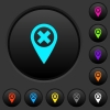 Cancel GPS map location dark push buttons with vivid color icons on dark grey background - Cancel GPS map location dark push buttons with color icons