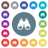 Binoculars flat white icons on round color backgrounds. 17 background color variations are included. - Binoculars flat white icons on round color backgrounds