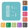 Source code checking rounded square flat icons - Source code checking white flat icons on color rounded square backgrounds