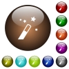 Application wizard color glass buttons - Application wizard white icons on round color glass buttons
